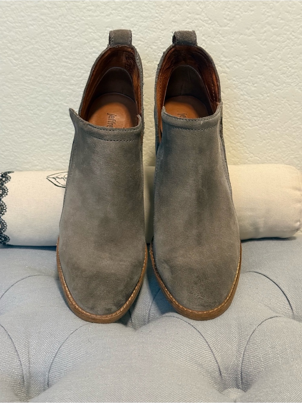 Jeffrey Campbell Taupe Suede Ankle Booties